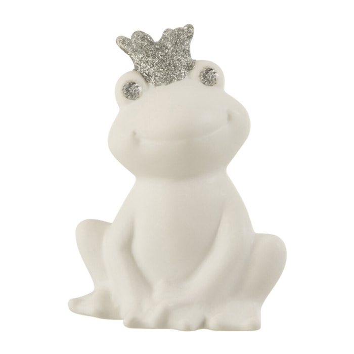 J-Line figurine Grenouille Couronne - porcelaine - blanc/argent - small