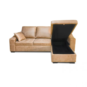 Sofá cama con chaiselongue reversible 4 plazas Edna Piedra