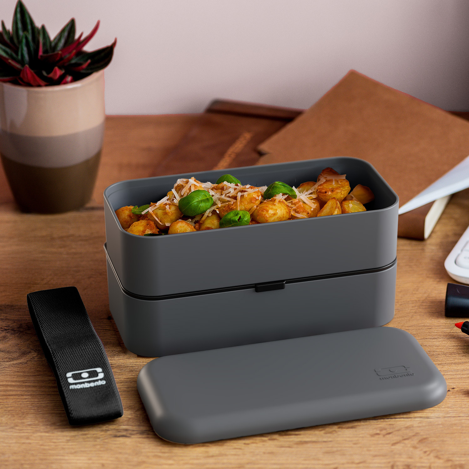 Lunch box 2 compartiments Original 1L Made in France gris Anthracite