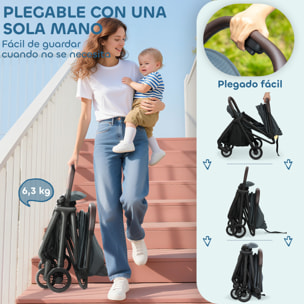 Silla de Paseo Ligera, Carrito para Bebé Plegable, Respaldo Reclinable, Reposapiés Ajustable, Capota, Arnés de 5 Puntos, Ruedas con Suspensión, Carga Máxima 15 kg, Azul Oscuro
