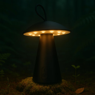 Well Home Lampara sobremesa recargable negra Ø15x17cm