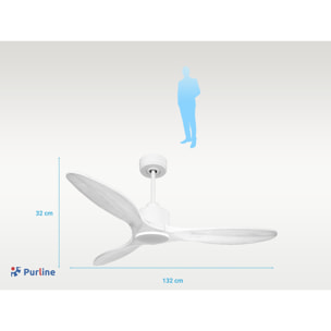 Ventilador de techo Reversible Termostato Wifi Motor DC Techos Inclinados Mando a Distancia Hypersilence Memoria SantoriniD132C0367703 PURLINE