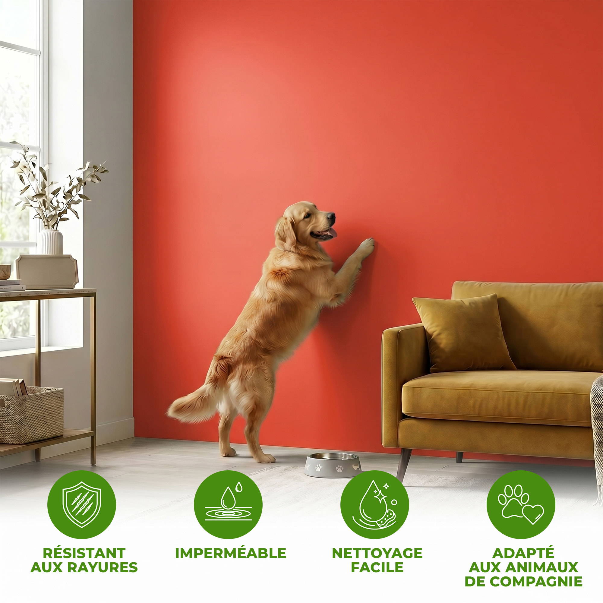 Rouleau adhésif décoratif Vinyle au Mètre - Rouge coquelicot - Sticker Lavable Imperméable Mur Cuisine Meubles