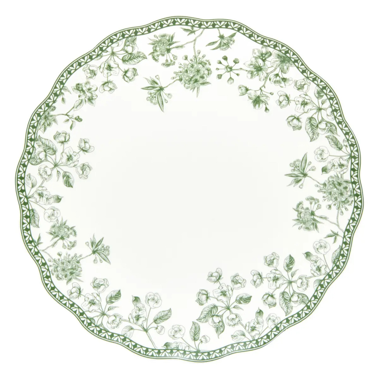 Lot de 6 assiettes plates Lisière ronde D.27cm vert