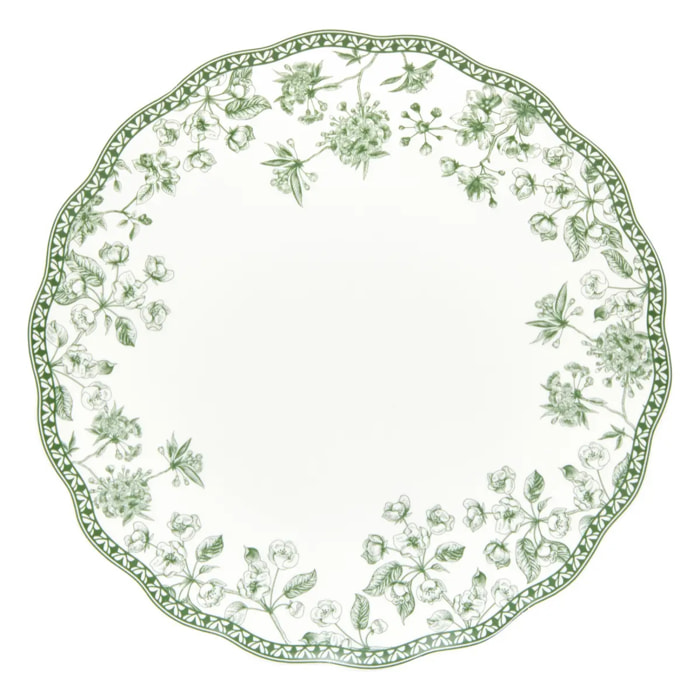 Lot de 6 assiettes plates Lisière ronde D.27cm vert