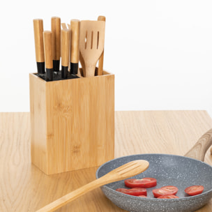 Bloc 5 couteaux & 5 ustensiles manche bambou