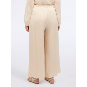 Fiorella Rubino - Pantaloni wide leg in raso stretch - Beige
