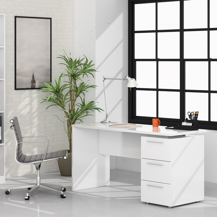 Mesa De Escritorio Con Cajonera 74x138x60 Cm Blanco Artik