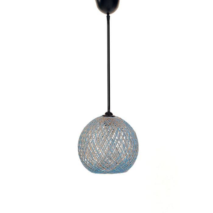 Lámpara de techo con Yute, hecho a mano color Azúl Marrón