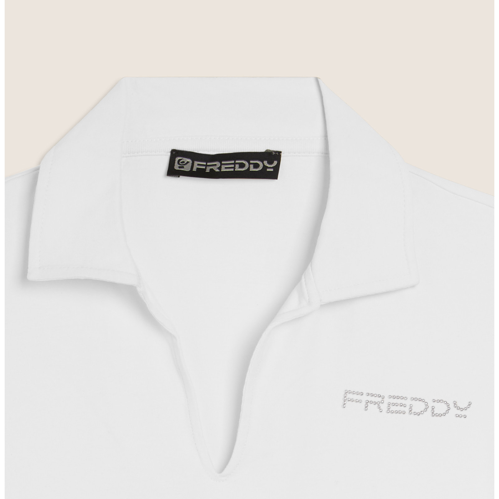 T-shirt Manica Corta con Scollo a V e Collo a Camicia