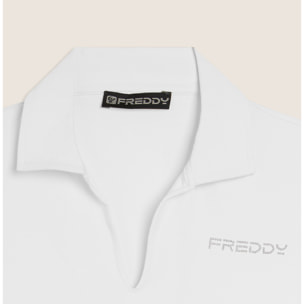 T-shirt Manica Corta con Scollo a V e Collo a Camicia