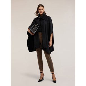 Motivi - Poncho in panno con collo alto - Nero