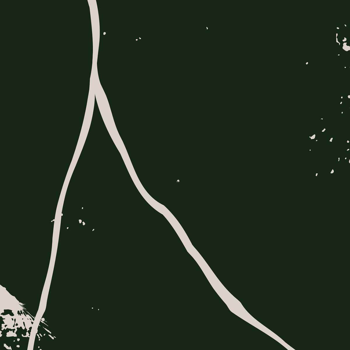 Tableau abstrait vert foncé lignes organiques Toile imprimée