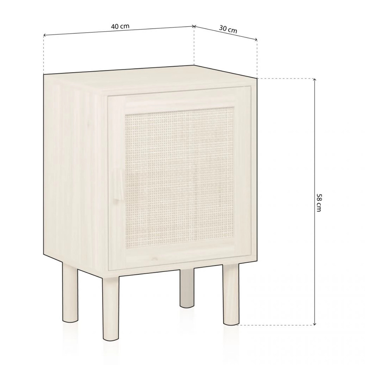 Mesita de noche Made Pino - Rattan