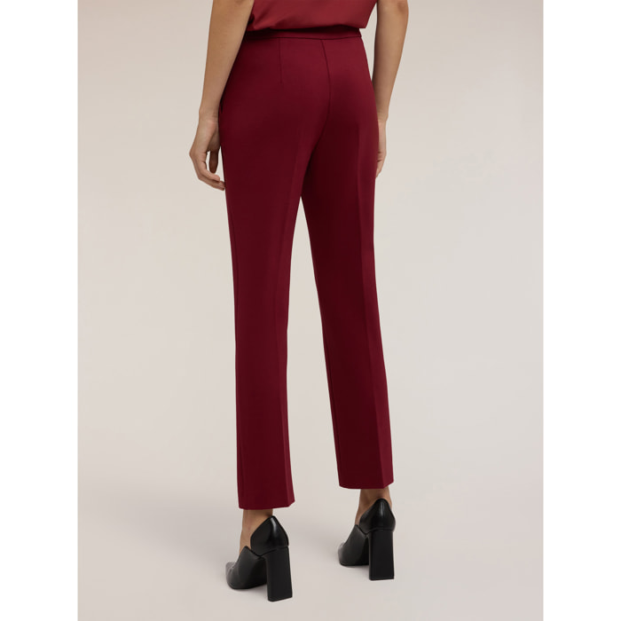 Motivi - Pantalones regular con motivo de ojales - Burgundy