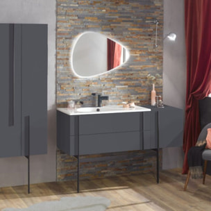 Meuble vasque Nouvelle Vague gris brillant