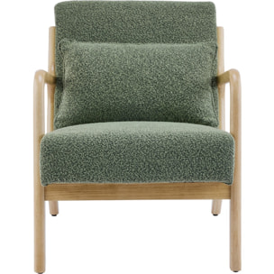 Fauteuil en bois et tissu bouclette - LANNA