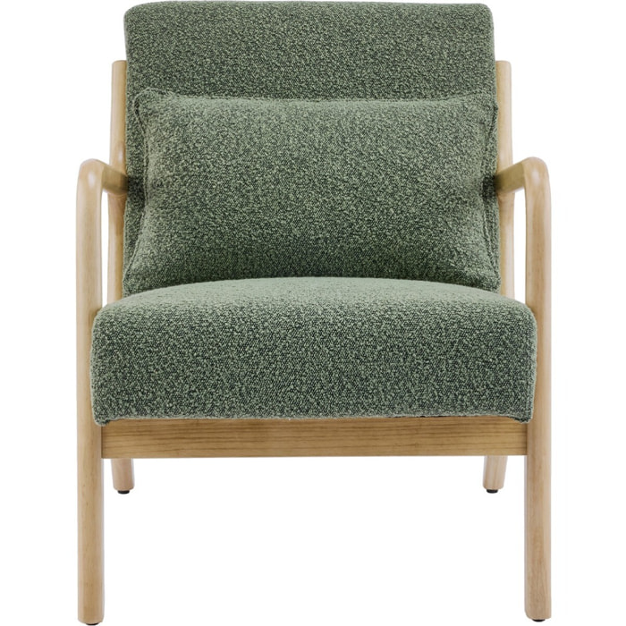Fauteuil en bois et tissu bouclette - LANNA
