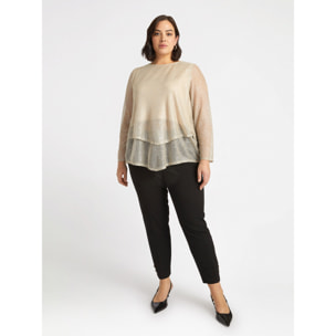 Fiorella Rubino - T-shirt lurex con sovrapposizioni - Oro