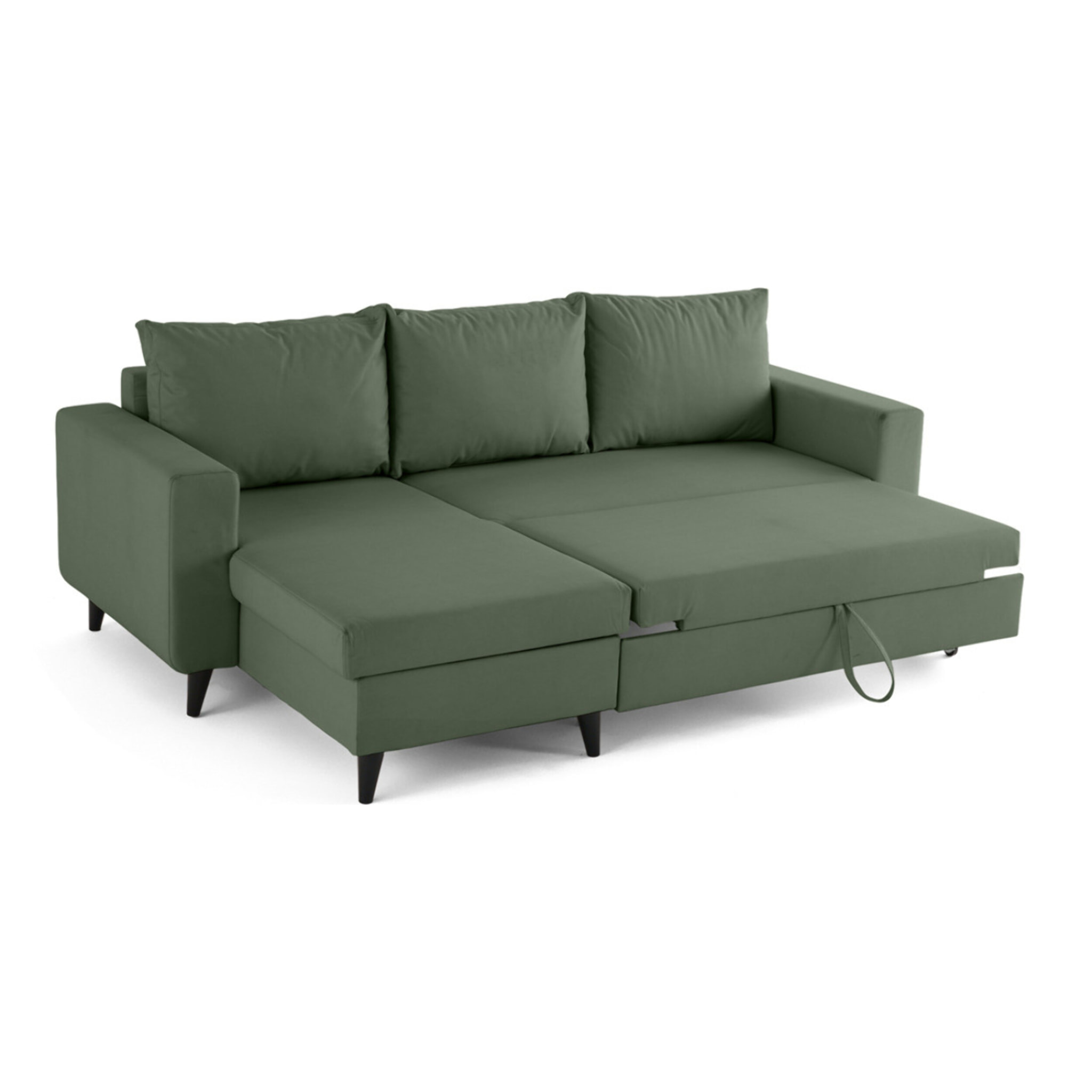 Nordic - canapé d'angle réversible 4 places - convertible avec coffre - en simili - Vert