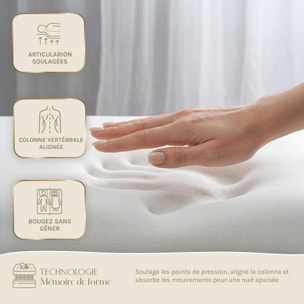 Ensemble Matelas Quintessence & Sommier Kit Bois, Mémoire de Forme & Haute Densité, 30 cm, Accueil Enveloppant, Soutien Ferme