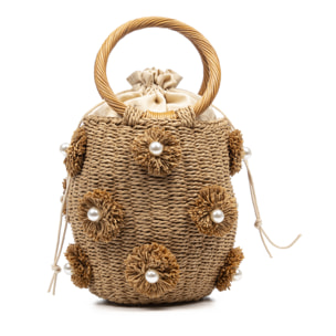 Borsa Zibido in carta rafia intrecciata.