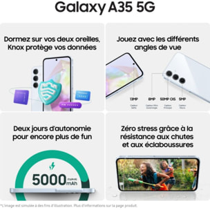 Smartphone SAMSUNG Pack Galaxy A35 Bleu 128Go+Galaxy Fit 3