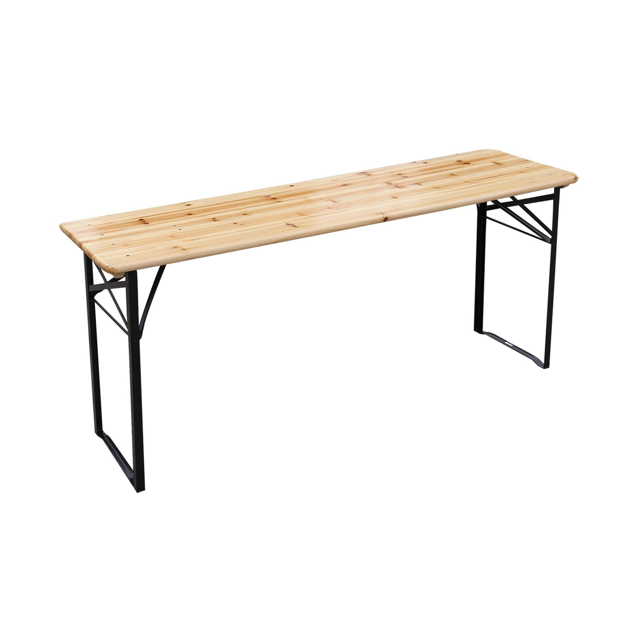 Lot de 2 tables de réception pliantes bois de sapin 2 bancs naturel Bayonne esprit brasserie 12 places