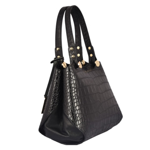 Borse Donna colore Nero-in pelle Made in Italy 21x26x10cm