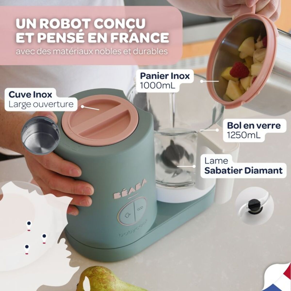 Mixeur Cuiseur Bébé BEABA Babycook neo eucalyptus