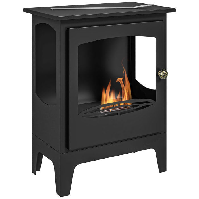 Chimenea de Etanol 7000BTU Chimenea de Bioetanol de Acero con Apagallamas de Acero Inoxidable Tanque de 1,2 L Tiempo de Combustión 3H para Interiores 20-25 m² 39x26x54 cm Negro