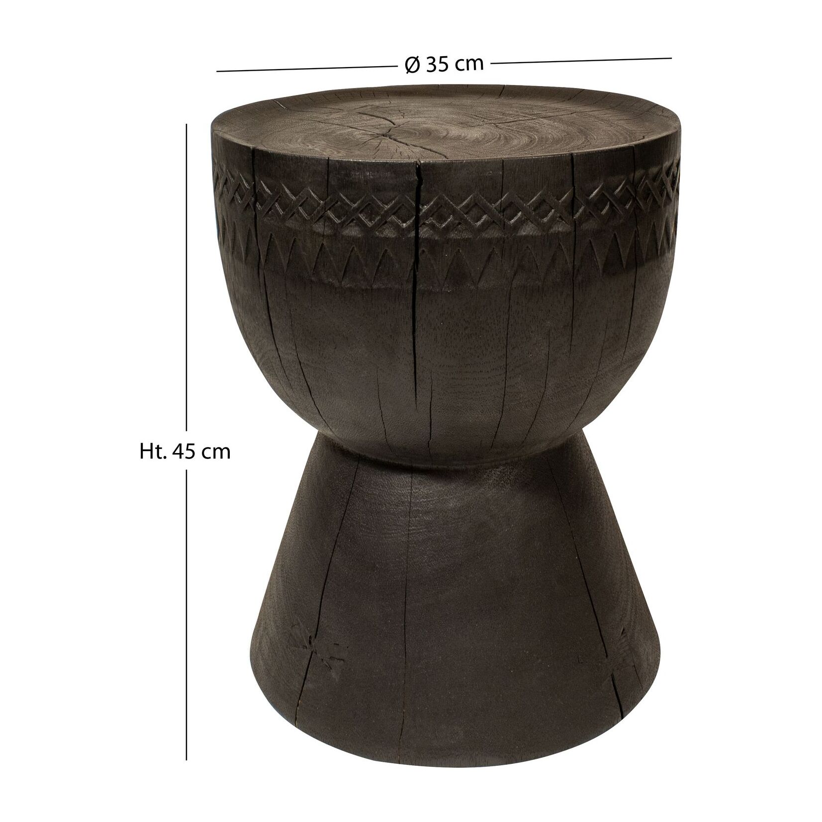 Meuble d'appoint en bois d'acacia brûlé ASSA