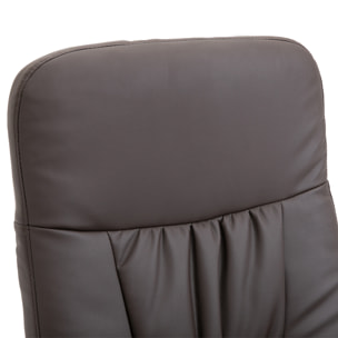 HOMCOM Sillón de Salón con Otomana Reposapiés Tapizado en PU Sillón Relax Reclinable hasta 145° y Giratorio 360° con Respaldo Ajustable para Salón Dormitorio Oficina 81x81x105 cm Marrón