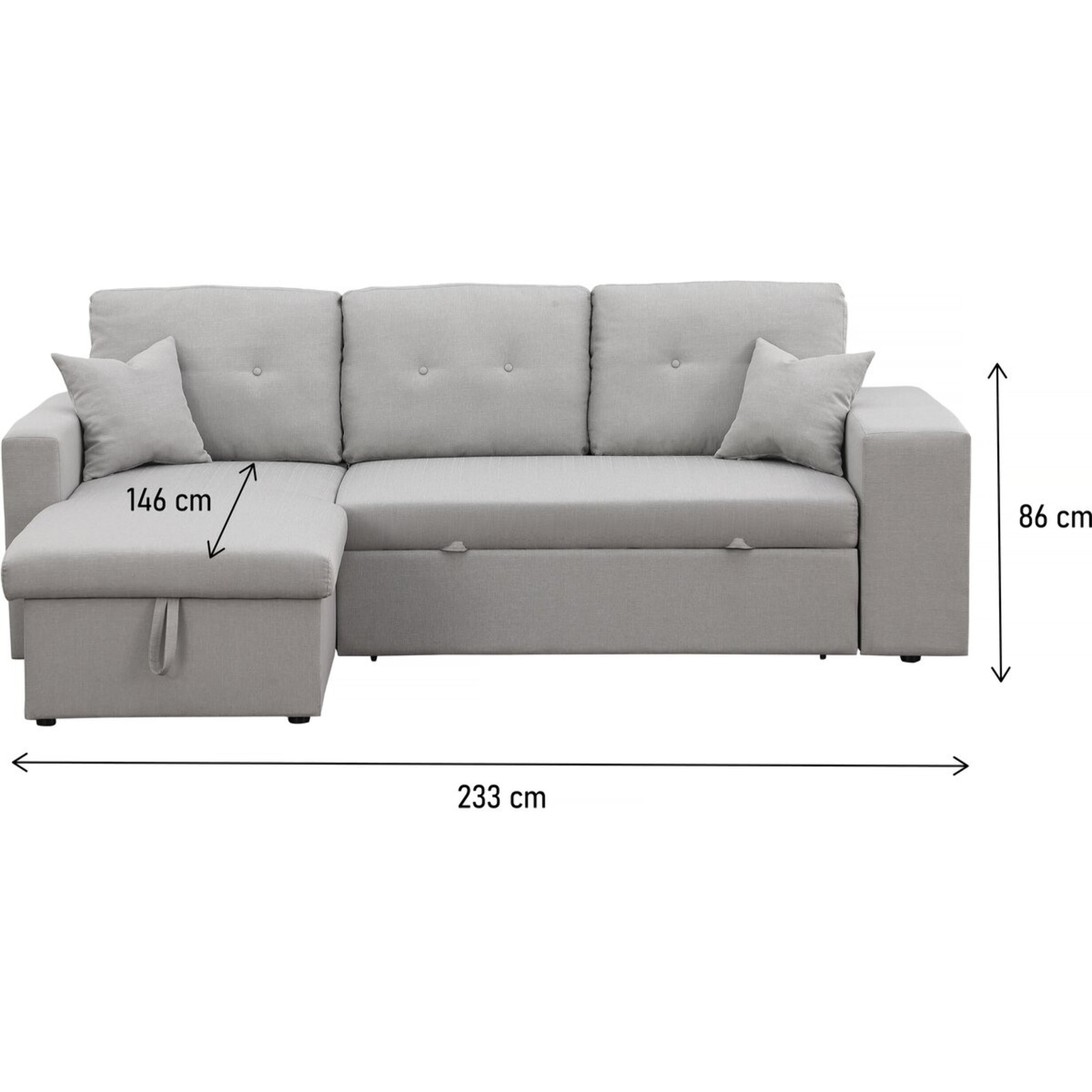 Canapé d'angle convertible/réversible "Axel" - 3 places - Gris clair