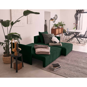 Petra - canapé d'angle réversible - convertible avec coffre - 4 places - en velours - Vert