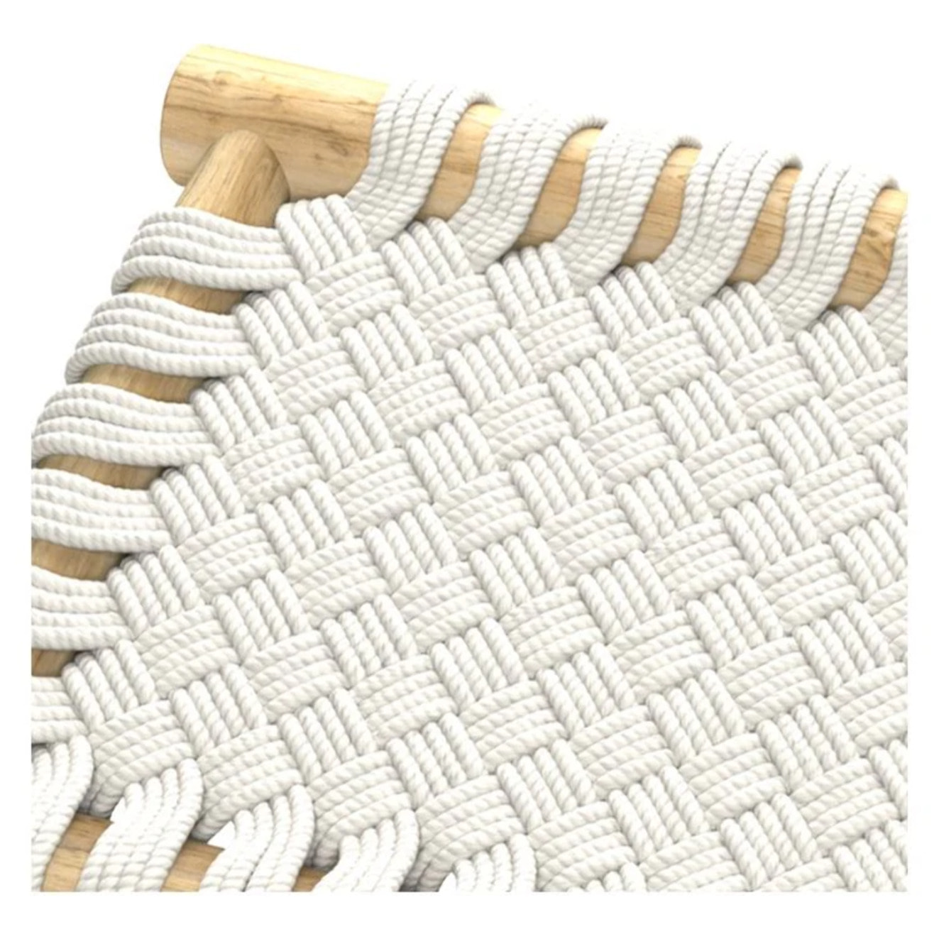 Banc 2 places 90 cm tressé en macramé et branche de teck - Kira