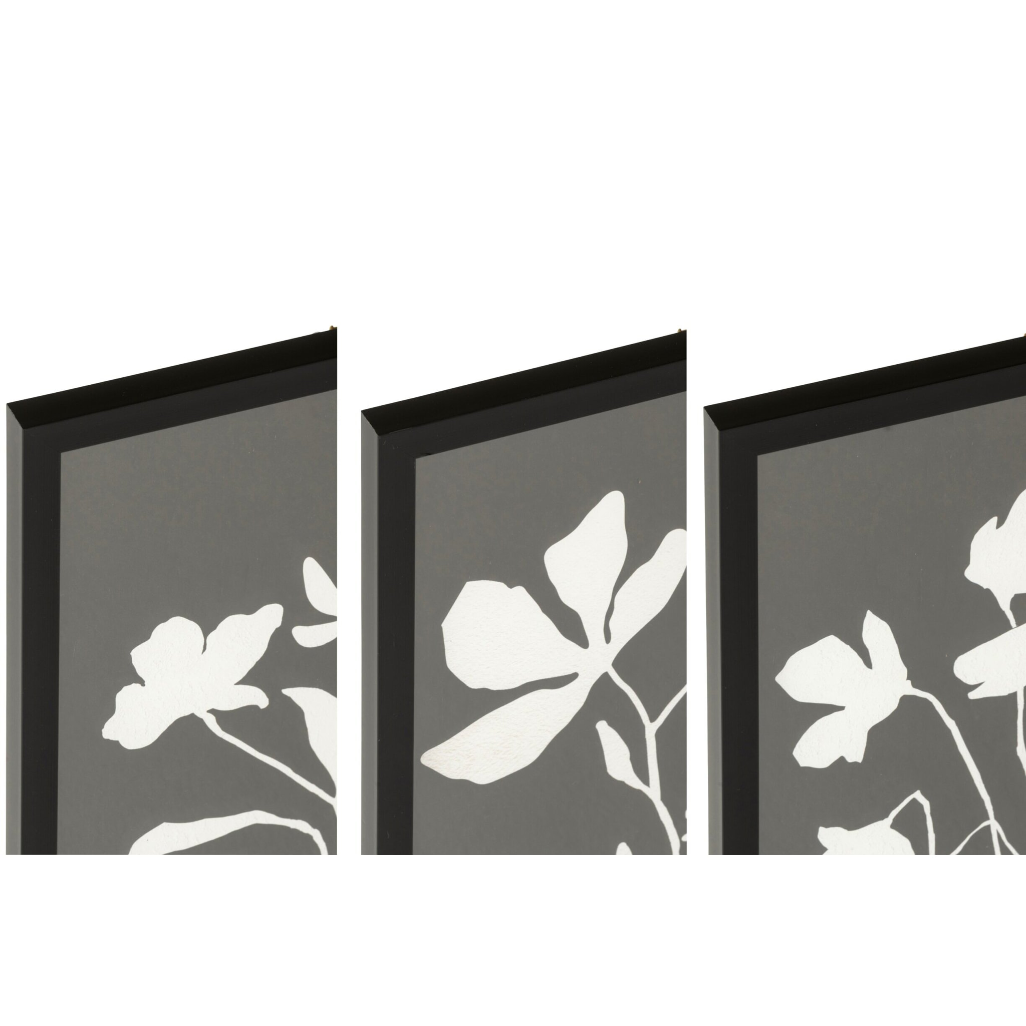 J-Line Cadre Fleurs - bois - noir/blanc - 3 pièces