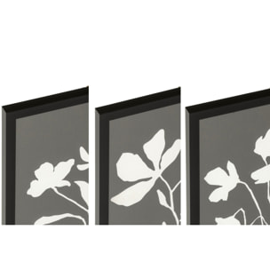 J-Line Cadre Fleurs - bois - noir/blanc - 3 pièces