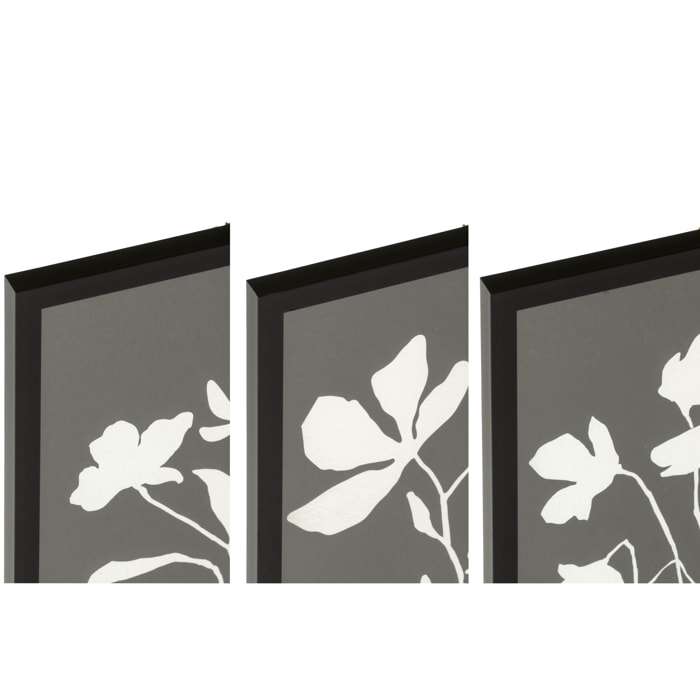 J-Line Cadre Fleurs - bois - noir/blanc - 3 pièces