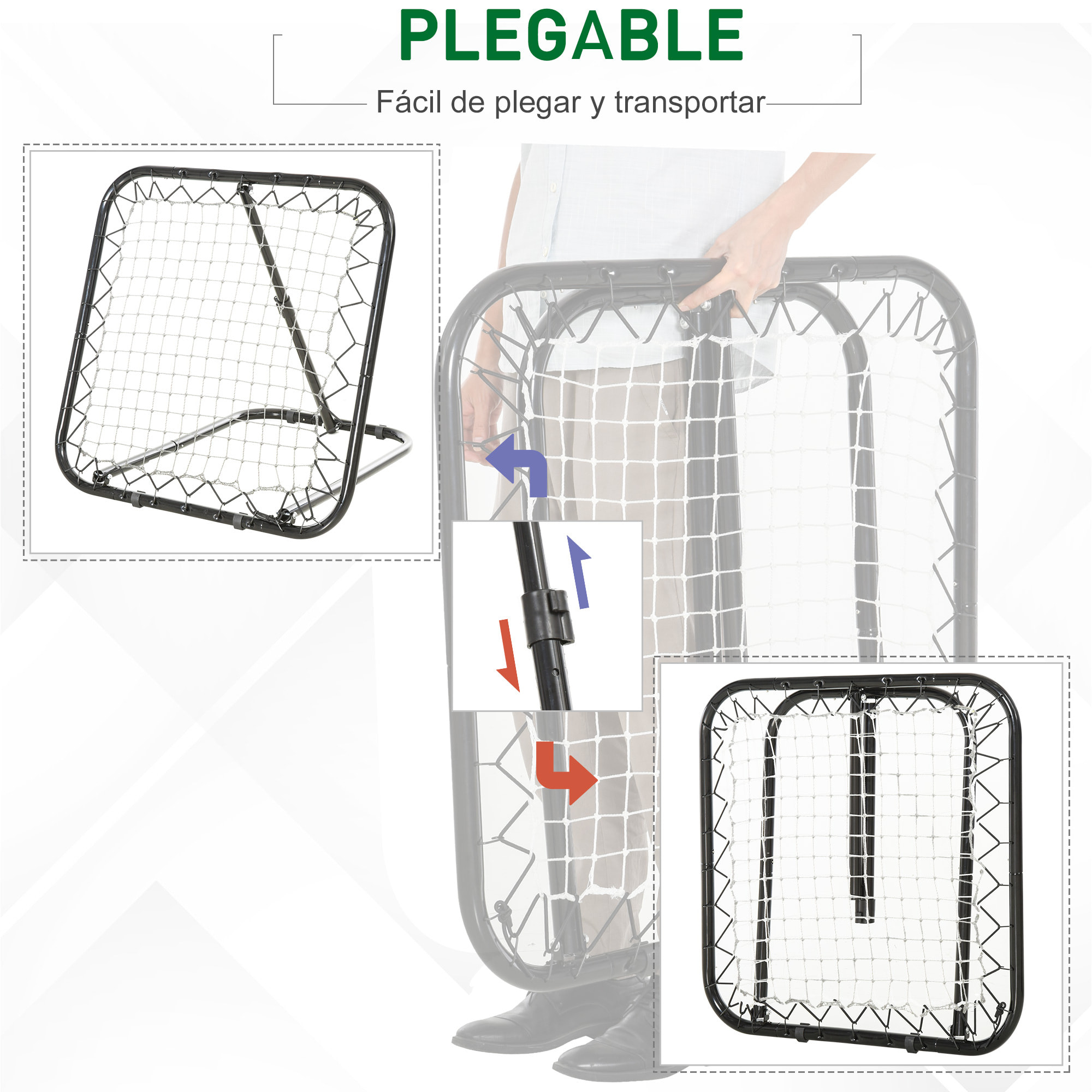 Red de Rebote Plegable Ajustable en ángulo de 5 Niveles para Fútbol 78x84x78 cm