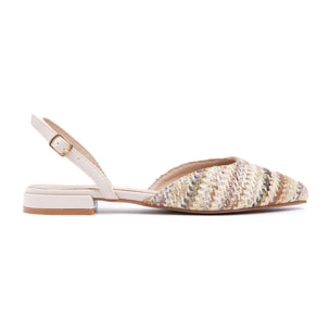 Slingback a punta in rafia  - BEIGE