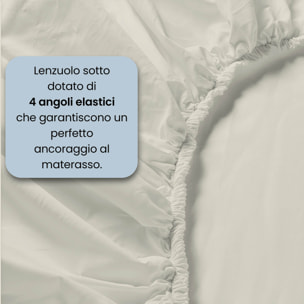 COMPLETO LETTO MAX COLOR, 100% Cotone, Made in Italy - PANNA