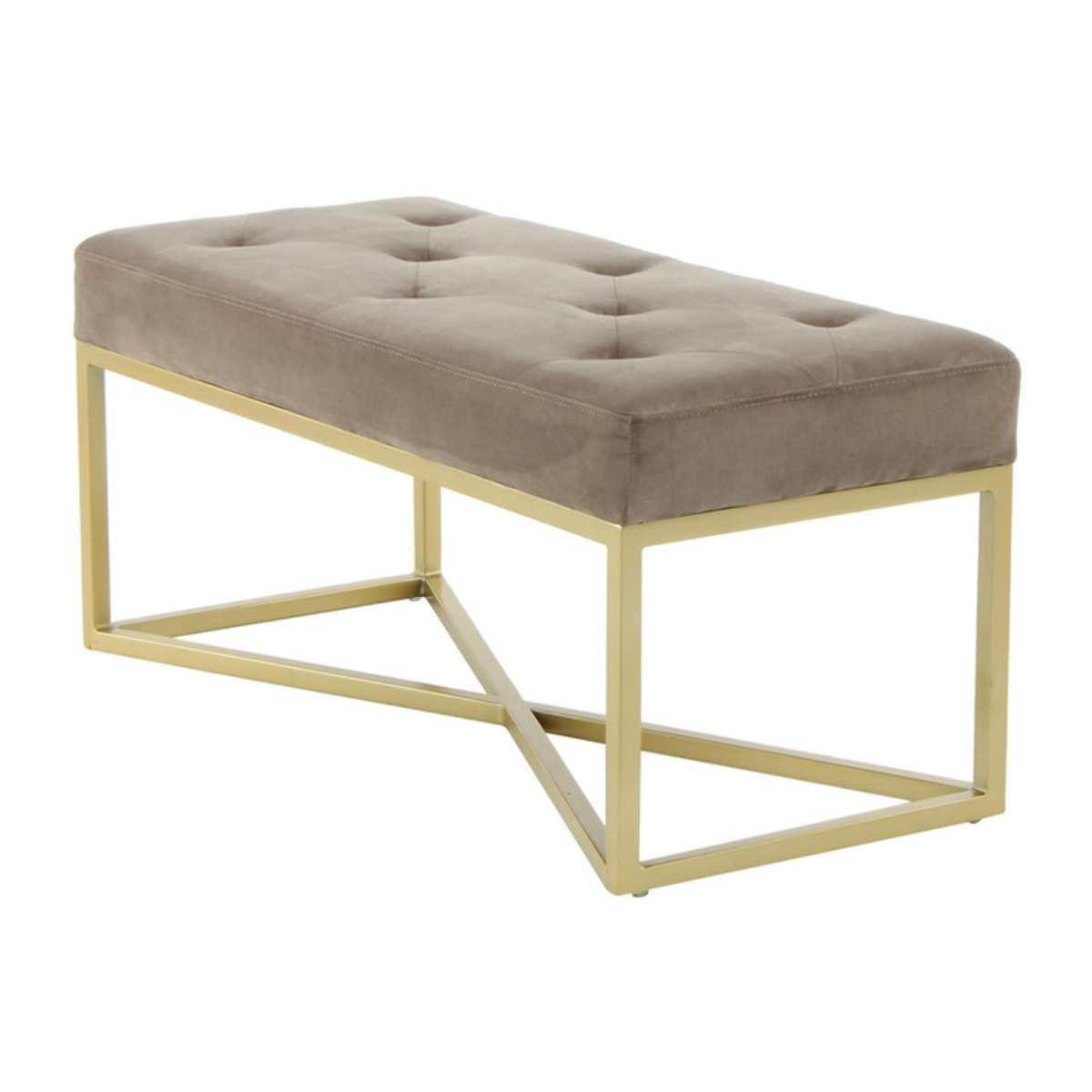 Panca Diaz 100 in velluto taupe e metallo oro