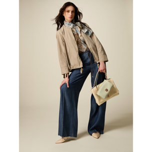 Oltre - Pantalones palazzo efecto denim - Azul