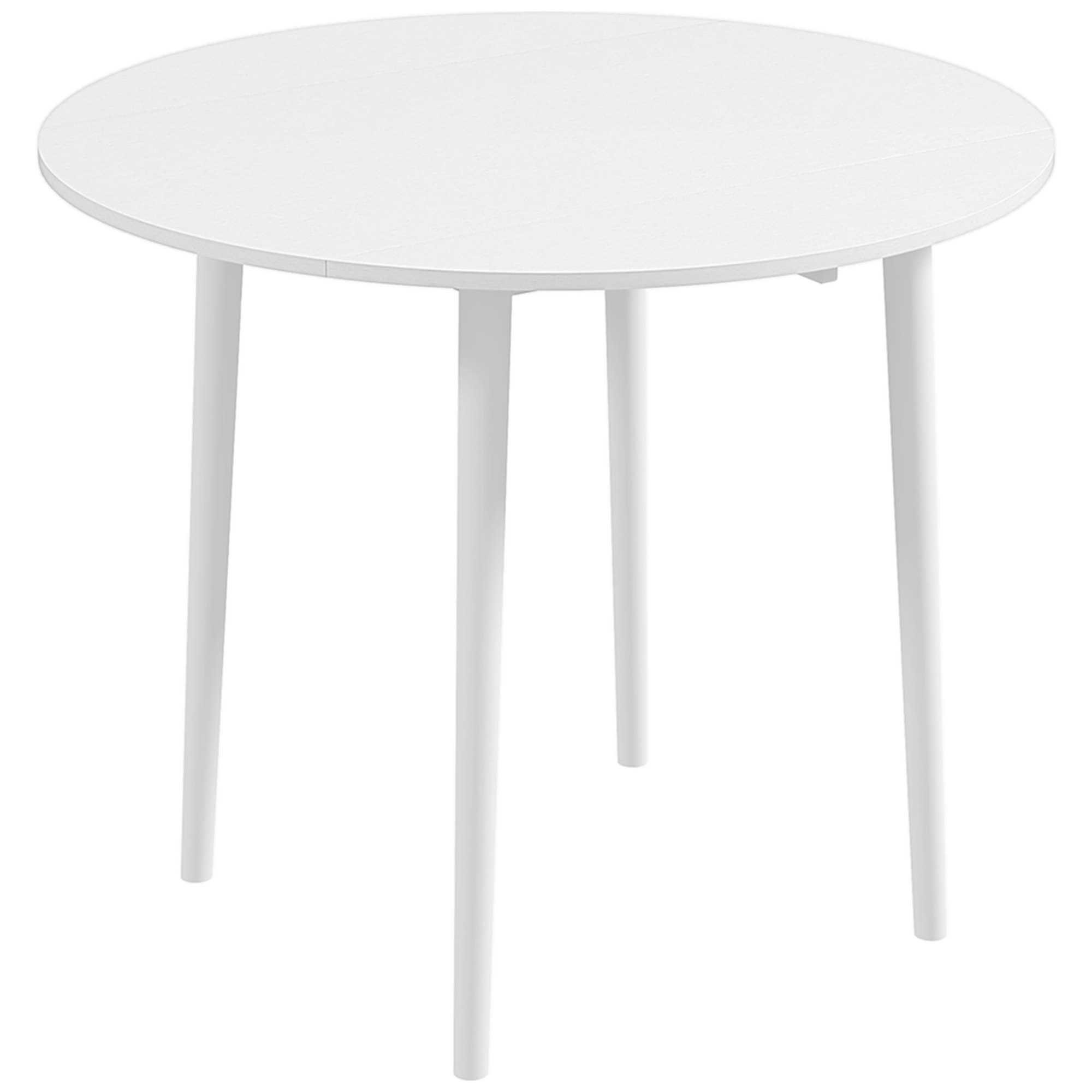 Table à manger ronde 4 personnes - table ronde extensible - table pliable 2 abattants - dia. 89 x 73H cm - bois blanc