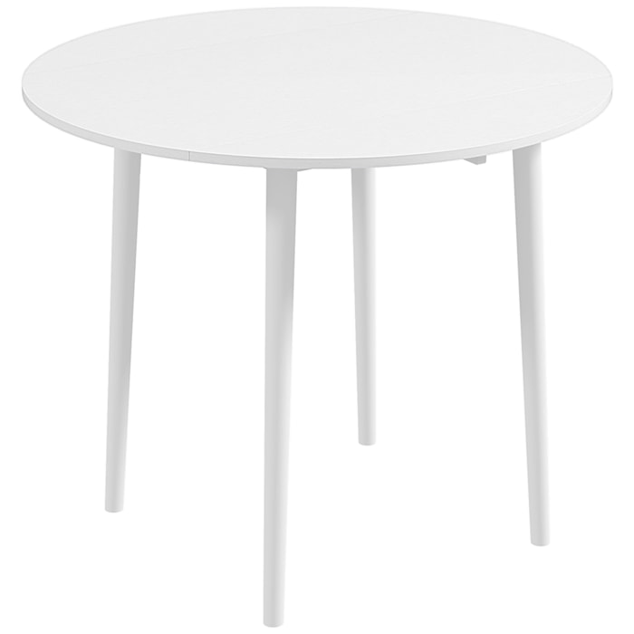 Table à manger ronde 4 personnes - table ronde extensible - table pliable 2 abattants - dia. 89 x 73H cm - bois blanc