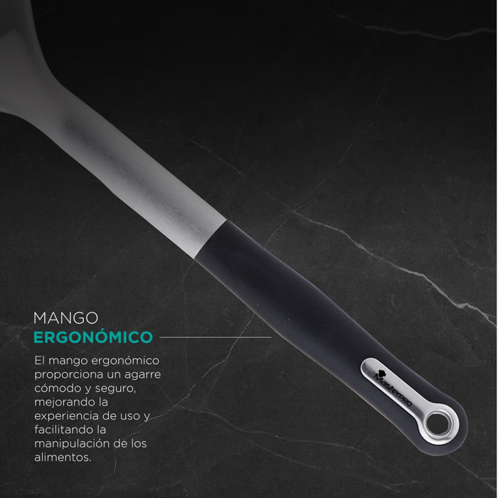 Espátula ranurada foodies 33,6x9,5x4,6cm en acero inoxidable + pbt masterpro