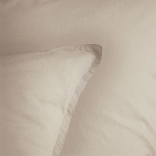 Parure de lit unie en coton taies à volant, COTON LAVÉ