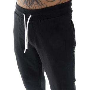 Tuta da uomo in cotone non garzato con colletto e zip Leone Basic