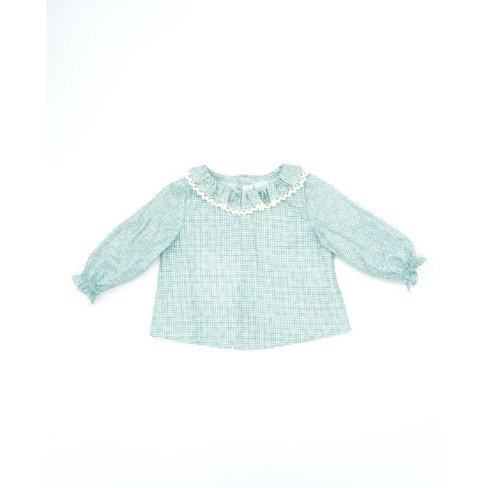 Blusa a cuadros verdes y blancos